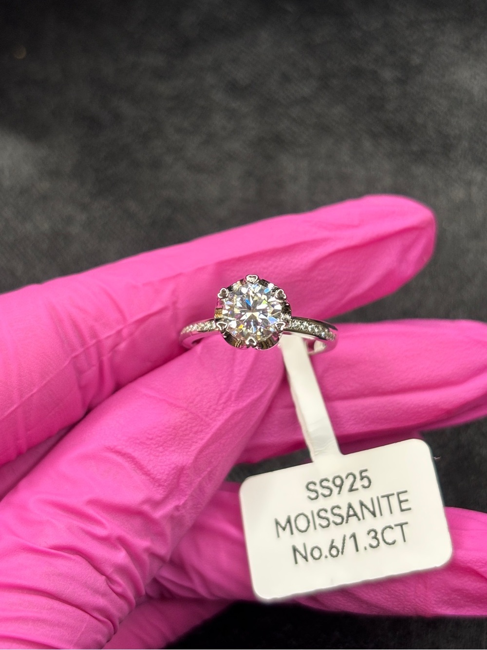 .925 Sterling Silver 1.3ct. VVS Moissanite Solitaire Ring Size 6 - Picture 4 of 8